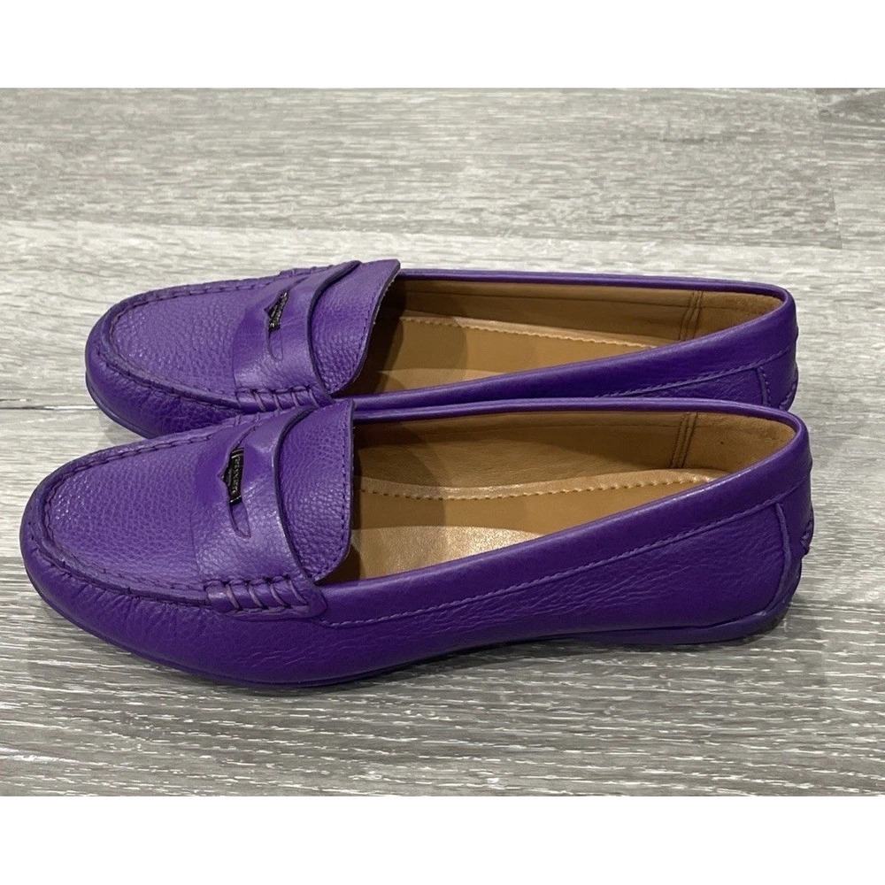 COACH PENNY‎ Pebble Grain Leather  Purple Women's 6.5 M Loafers Q8785 NWB - Picture 3 of 10